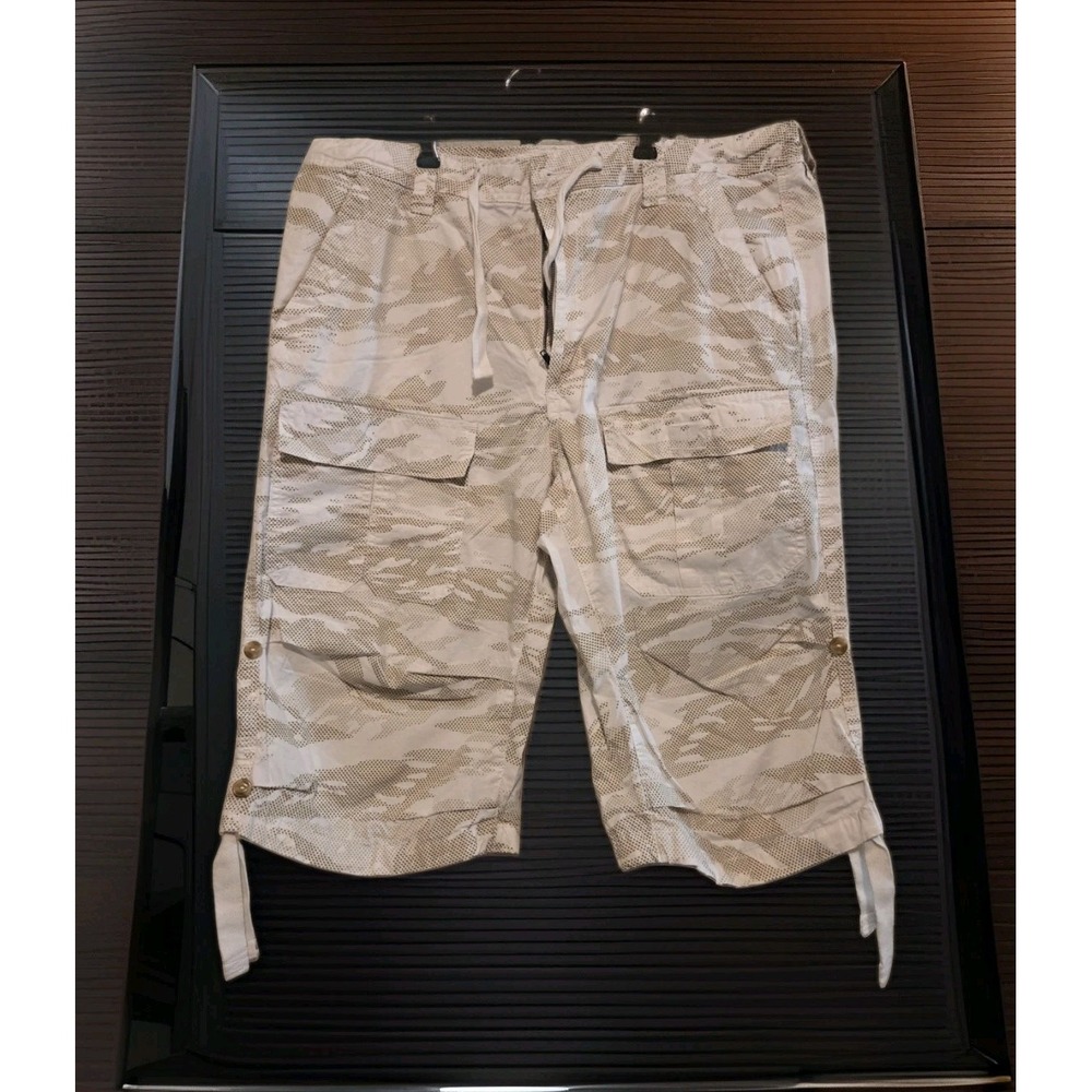 Vintage Sean John Shorts Mens 34 Tan&White Camo Y2K 90s Cargo Shorts